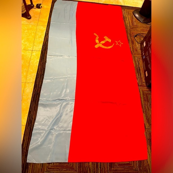 VTG Original USSR Flag Banner Ukrainian SSR Flag Hammer & Sickle Communism - Picture 1 of 7